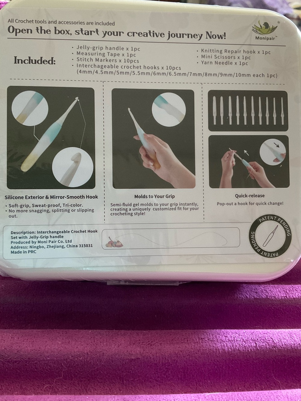 Interchangeable Crochet Hook Set with Jelly-Grip Handle - White and Pink - Picture 4 of 4